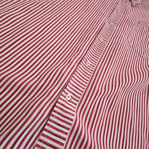 Tommy Hilfiger Shirt Men's XXL Red White Stripe LS Button-Down Vintage EUC LN - Picture 3 of 16